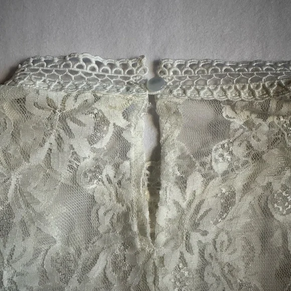 Adiva Cream Lace Western Blouse Rodeo Cowgirl Top Boho Prairie Romantic Size M - Picture 7 of 8